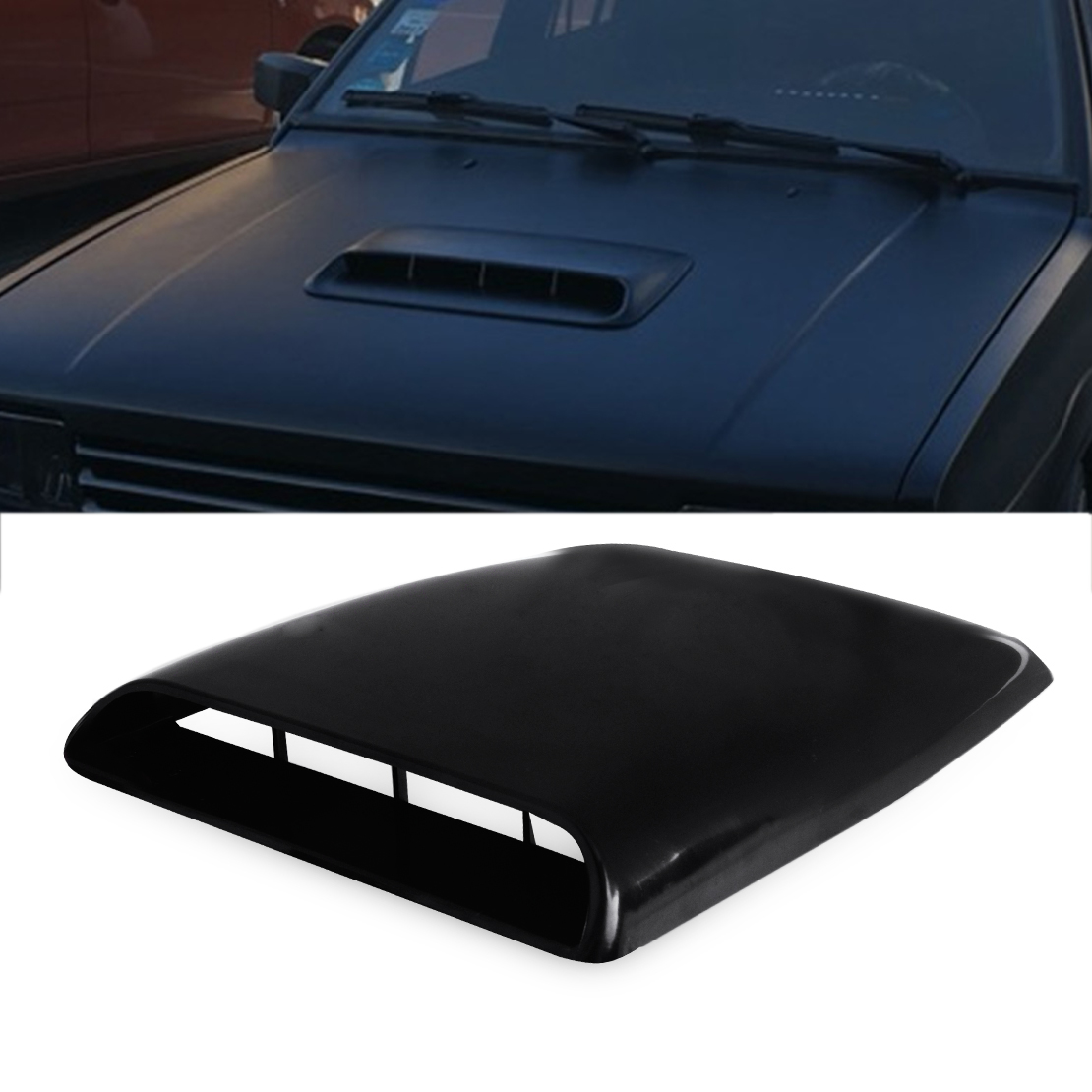 Universal Black Car Decorative 4x4 Air Flow Intake Hood Scoop Vent Bonnet Cover - Picture 1 of 4