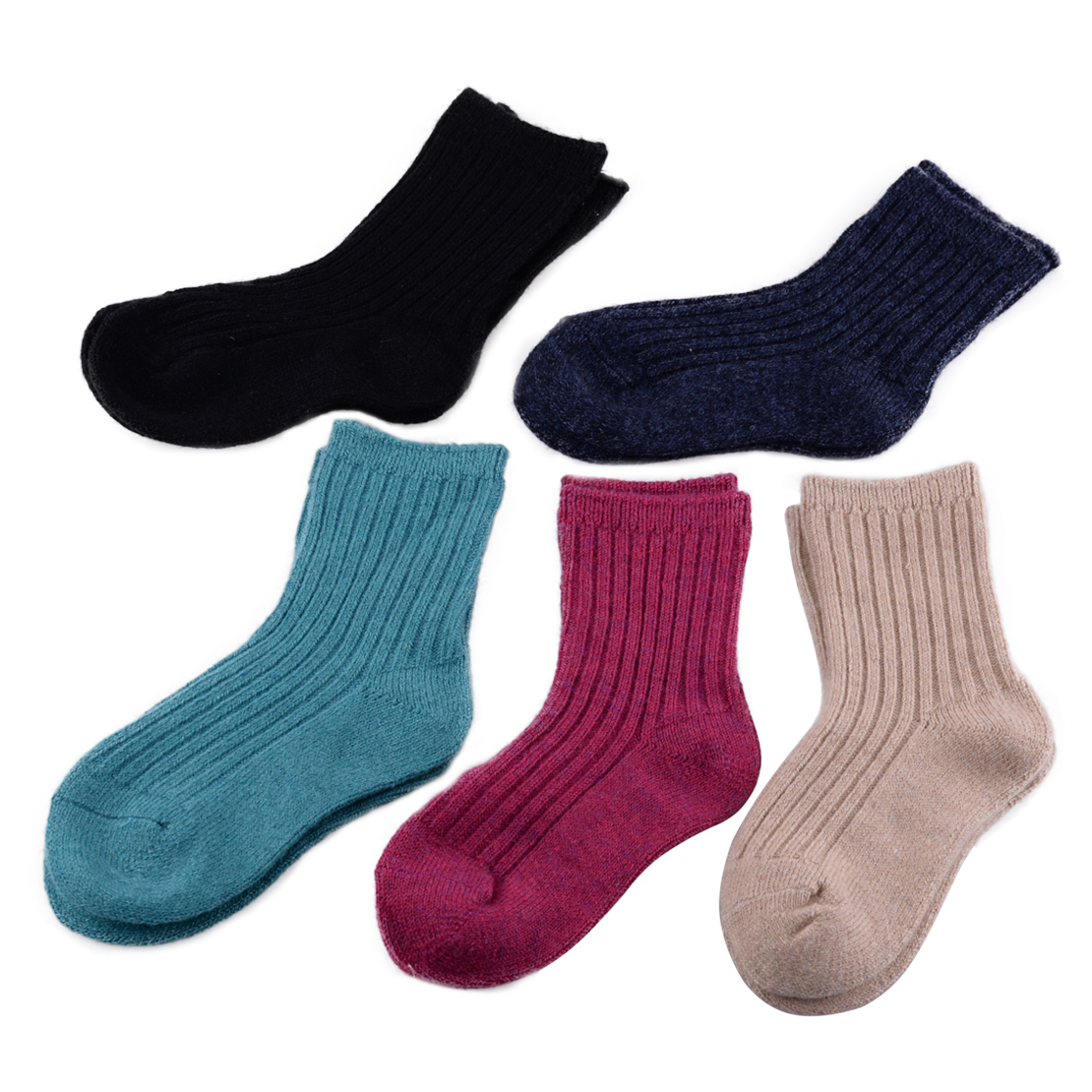 5 Pairs Lot Baby Toddler Boys/Girls Kid 98% Cashmere Wool Thick Warm Soft Socks 
