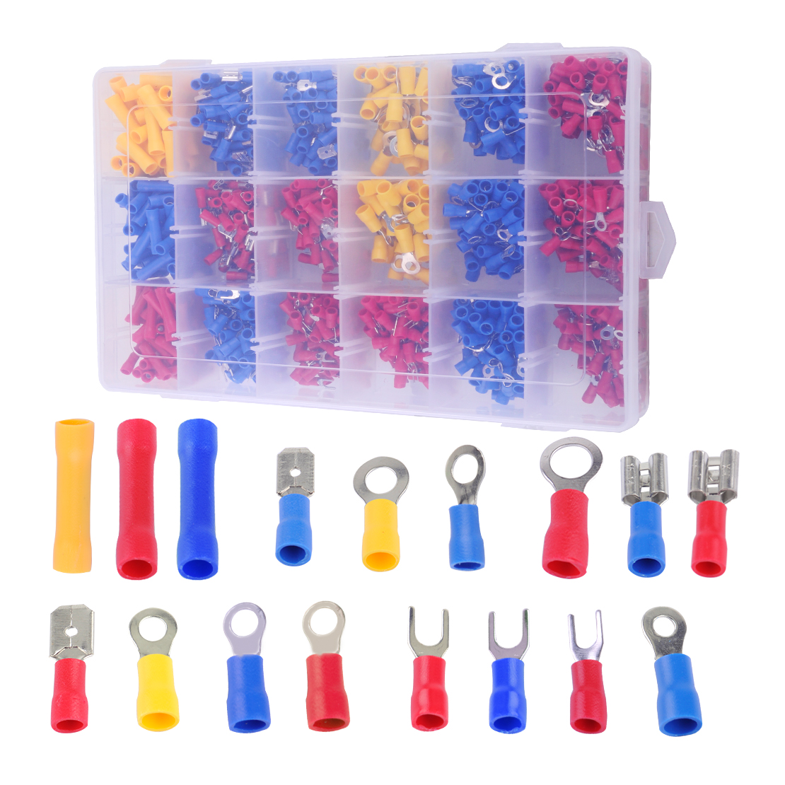 1200 Pcs Assorted Electrical Wiring Connectors Crimp Terminal Set Kits Insulated