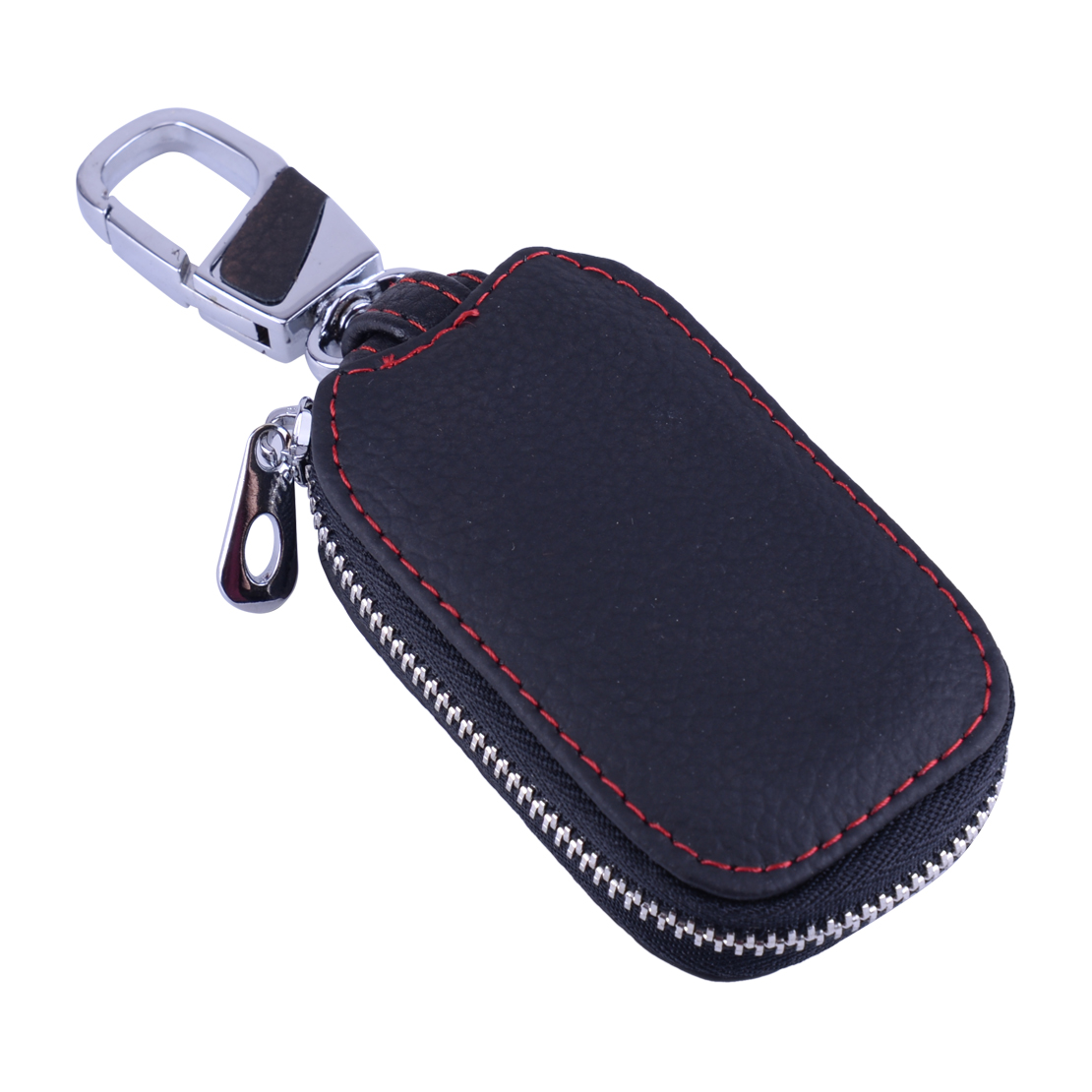 Genuine Leather Car Key Case Remote Keychain Bag Zip Pouch Cover Holder ...