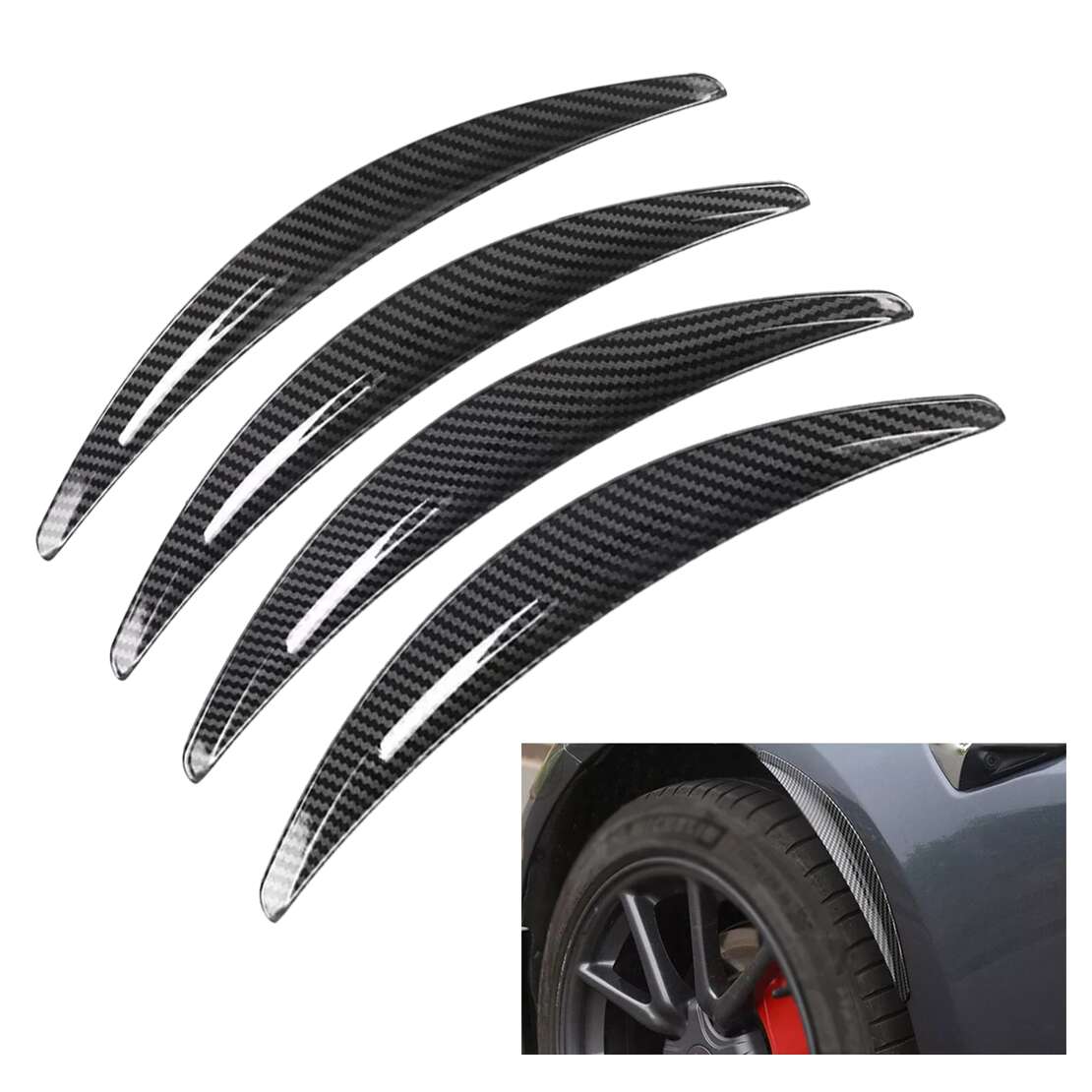 4-Piece Carbon Fiber Wheel Arch Flare Trim Strips - Universal Fit For Cars & SUVs
