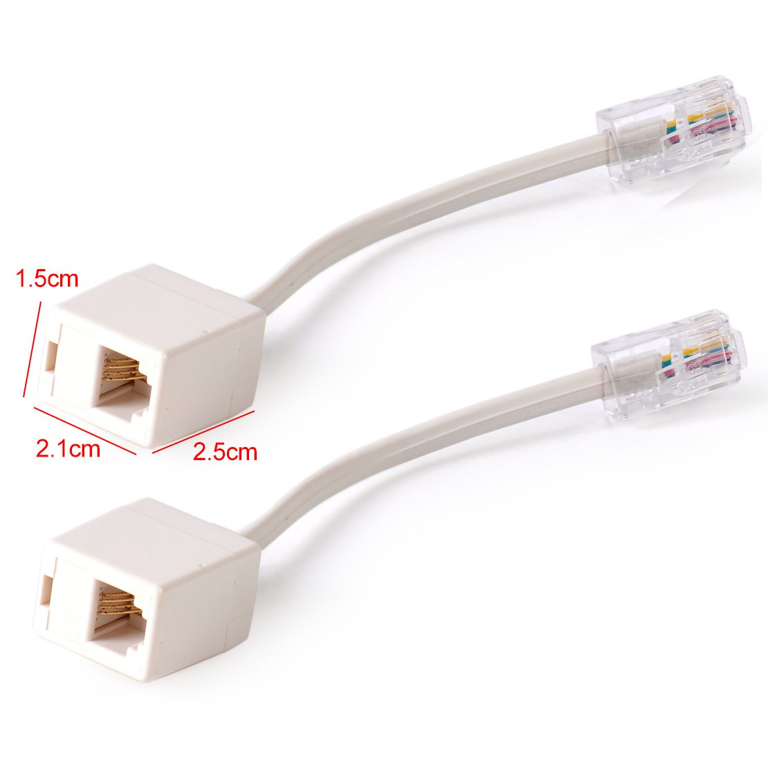 2 Stk Telefon Modem Splitter Kabel RJ11 6P4C auf RJ45 8P4C Adapter